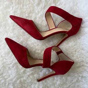 Vince Camuto Red Suede Heels for Sale!